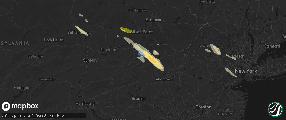 Hail map in Nesquehoning, PA on July 15, 2026