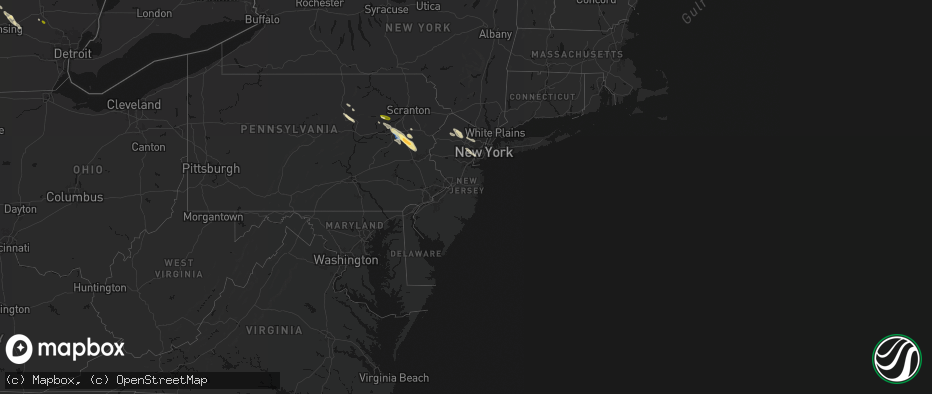 Hail map in New Jersey on July 15, 2026