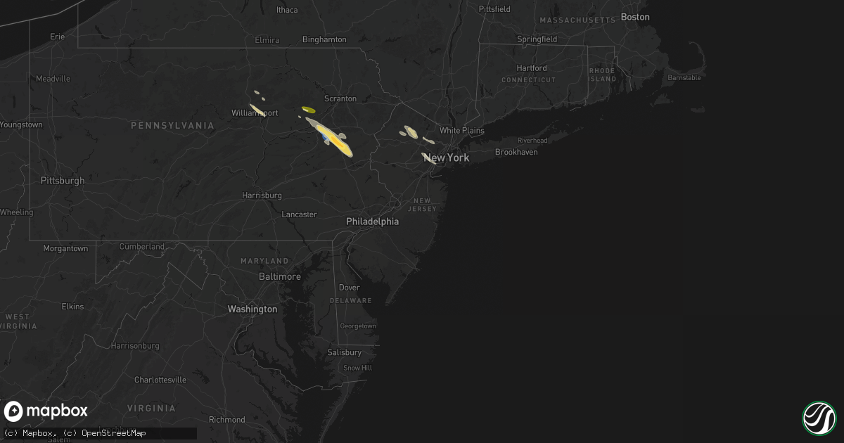 Hail map in New Jersey on July 15, 2026