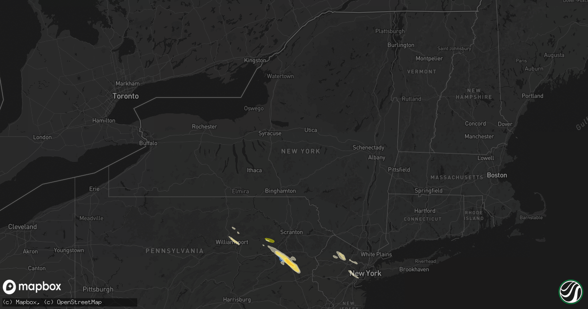 Hail map in New York on July 15, 2026