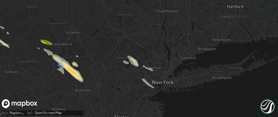 Hail map in Newfoundland, NJ on July 15, 2026