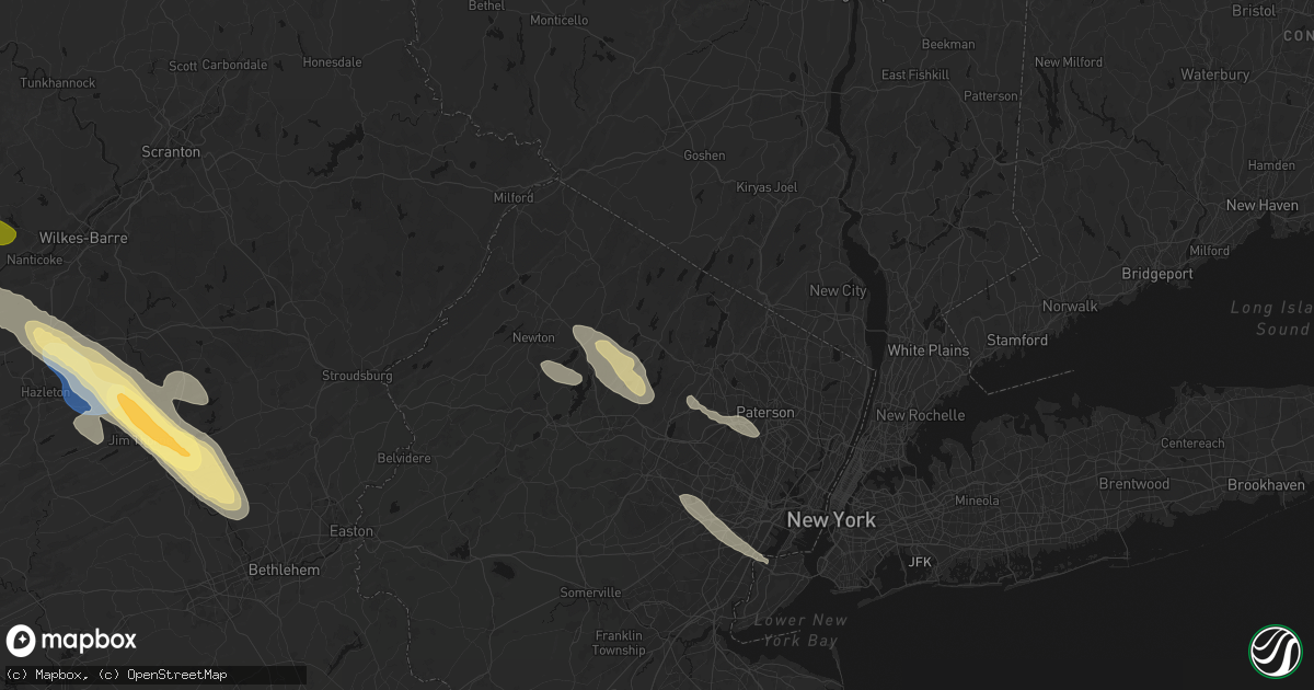 Hail map in Newfoundland, NJ on July 15, 2026