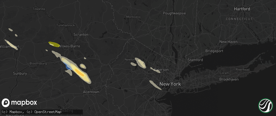 Hail map in Ogdensburg, NJ on July 15, 2026