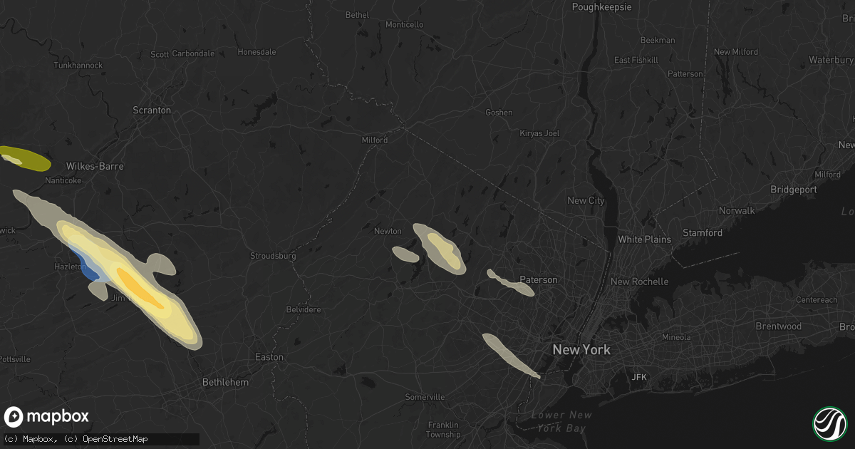 Hail map in Ogdensburg, NJ on July 15, 2026