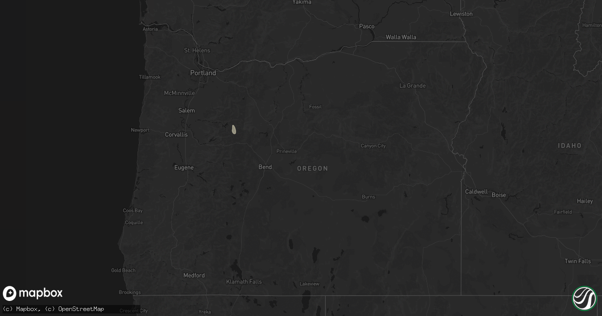 Hail map in Oregon on July 15, 2026