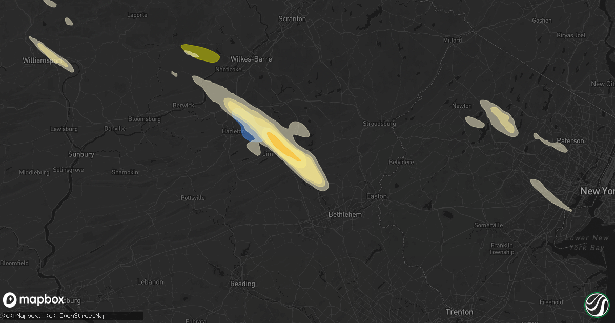 Hail map in Palmerton, PA on July 15, 2026
