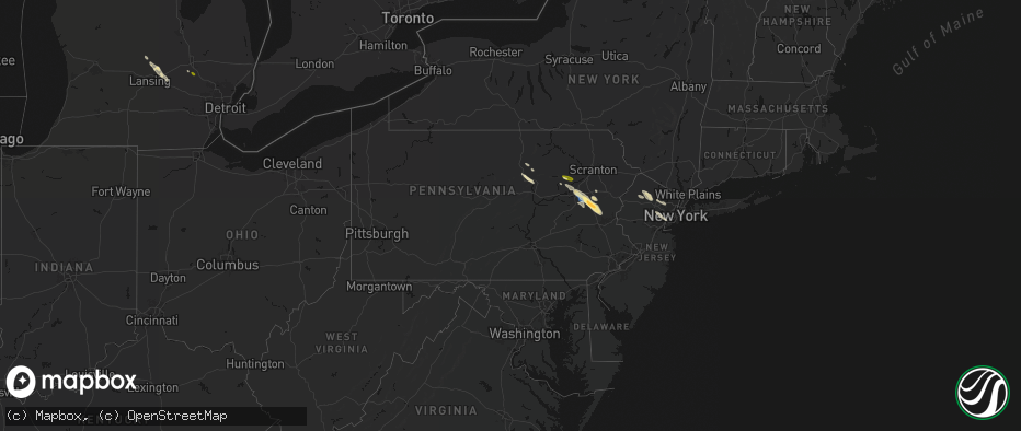 Hail map in Pennsylvania on July 15, 2026