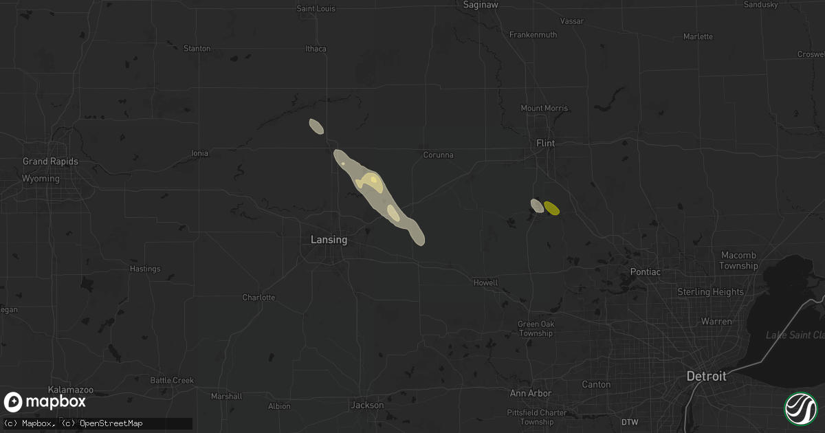 Hail map in Perry, MI on July 15, 2026