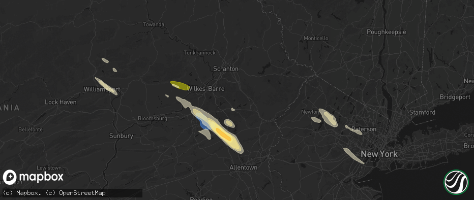 Hail map in Pocono Lake, PA on July 15, 2026