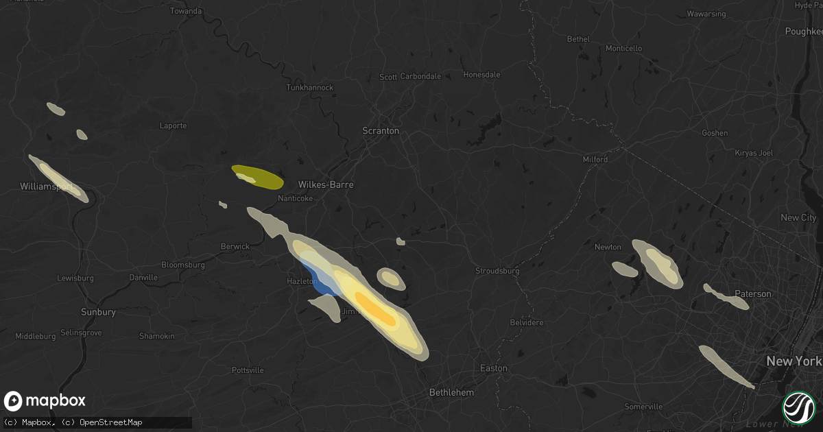 Hail map in Pocono Lake, PA on July 15, 2026