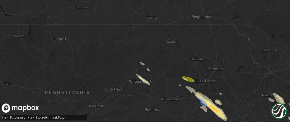 Hail map in Ralston, PA on July 15, 2026