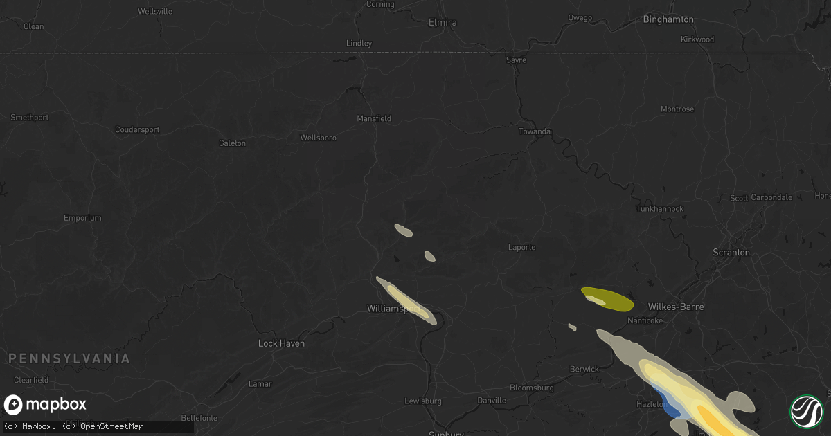 Hail map in Ralston, PA on July 15, 2026