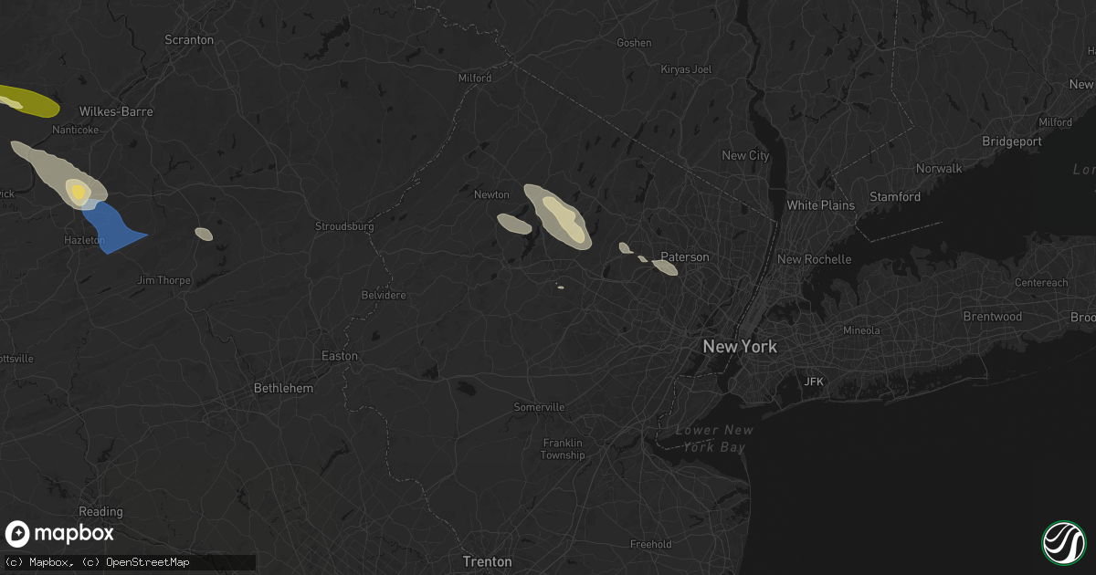 Hail map in Randolph, NJ on July 15, 2026
