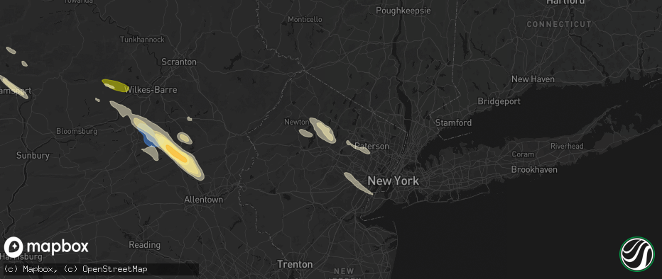 Hail map in Rockaway, NJ on July 15, 2026
