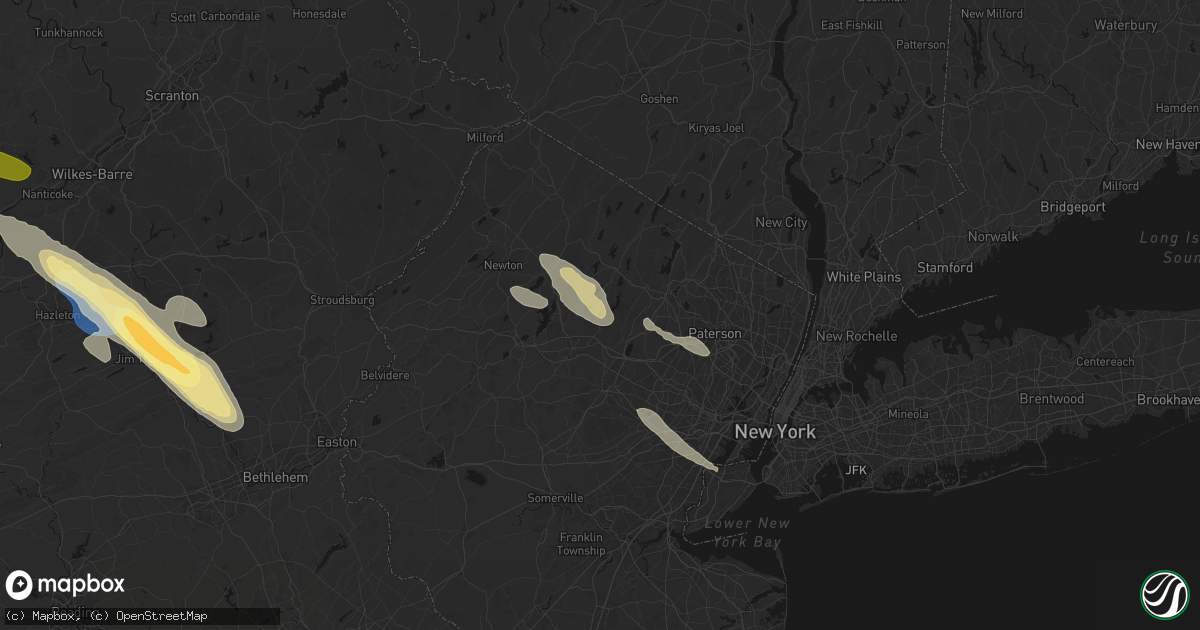 Hail map in Rockaway, NJ on July 15, 2026