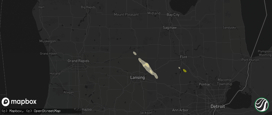 Hail map in Saint Johns, MI on July 15, 2026