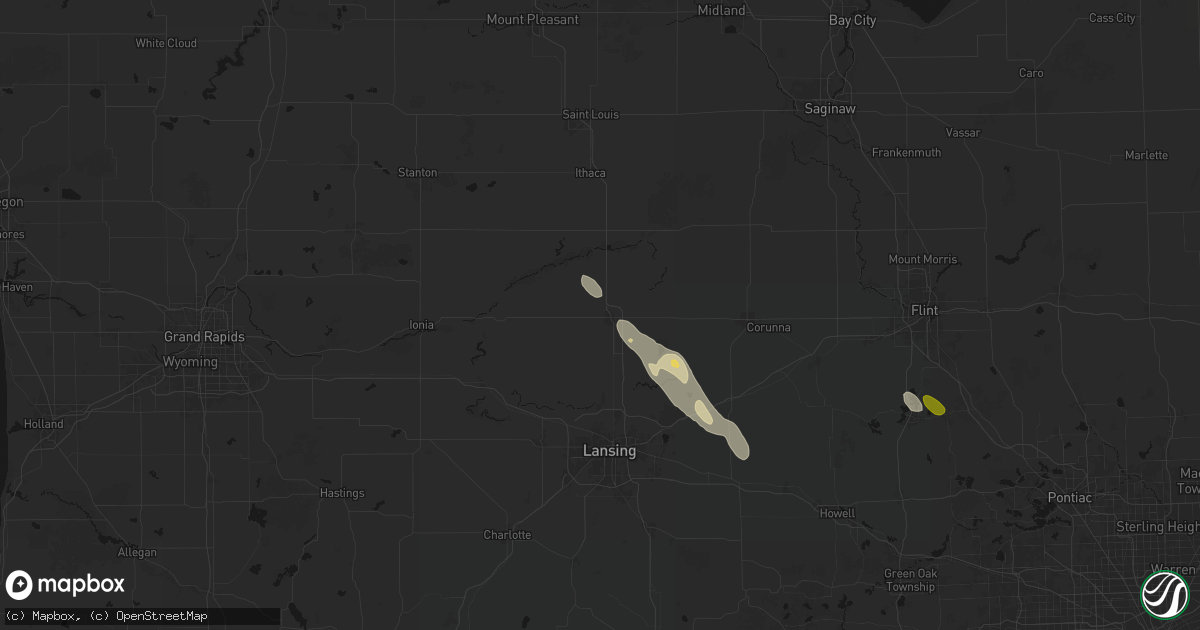 Hail map in Saint Johns, MI on July 15, 2026