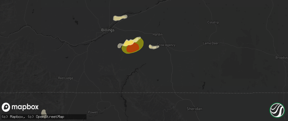 Hail map in Saint Xavier, MT on July 15, 2026