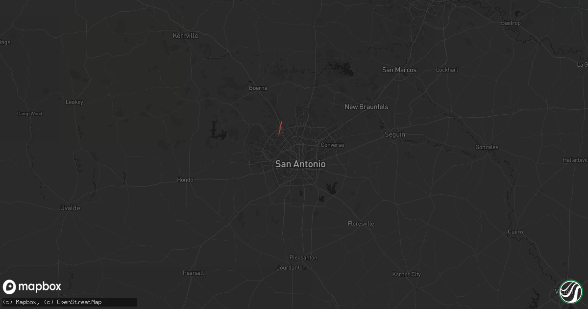 Hail map in San Antonio, TX on July 15, 2026