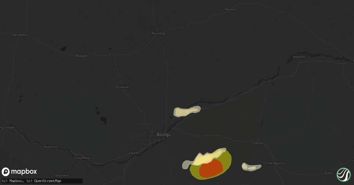 Hail map in Shepherd, MT on July 15, 2026