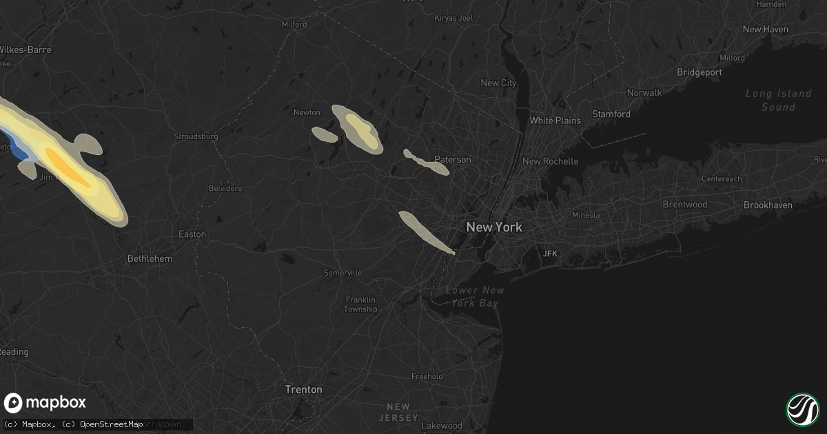 Hail map in Short Hills, NJ on July 15, 2026