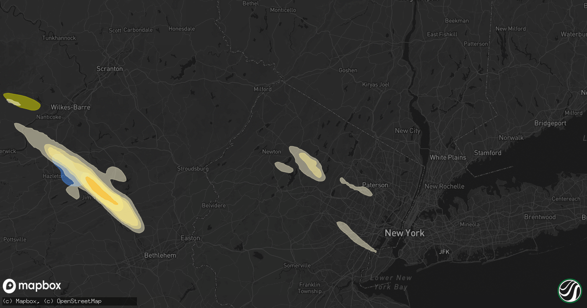 Hail map in Sparta, NJ on July 15, 2026