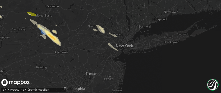 Hail map in Springfield, NJ on July 15, 2026