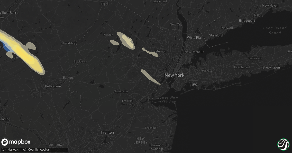 Hail map in Springfield, NJ on July 15, 2026