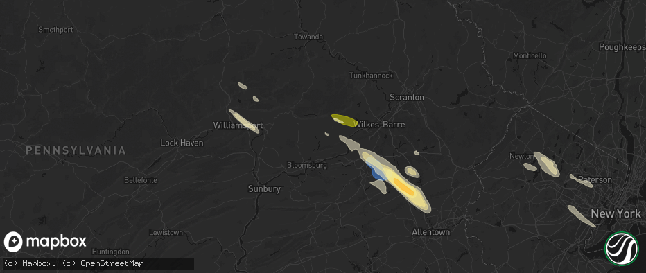 Hail map in Stillwater, PA on July 15, 2026