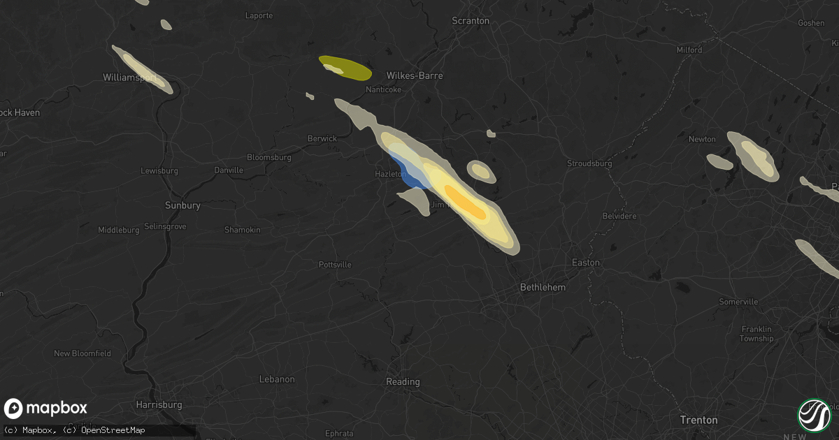 Hail map in Summit Hill, PA on July 15, 2026