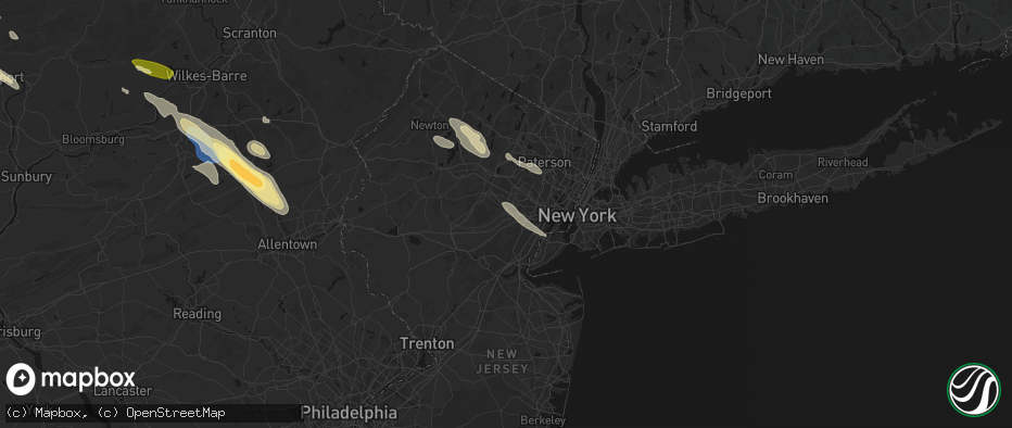 Hail map in Summit, NJ on July 15, 2026