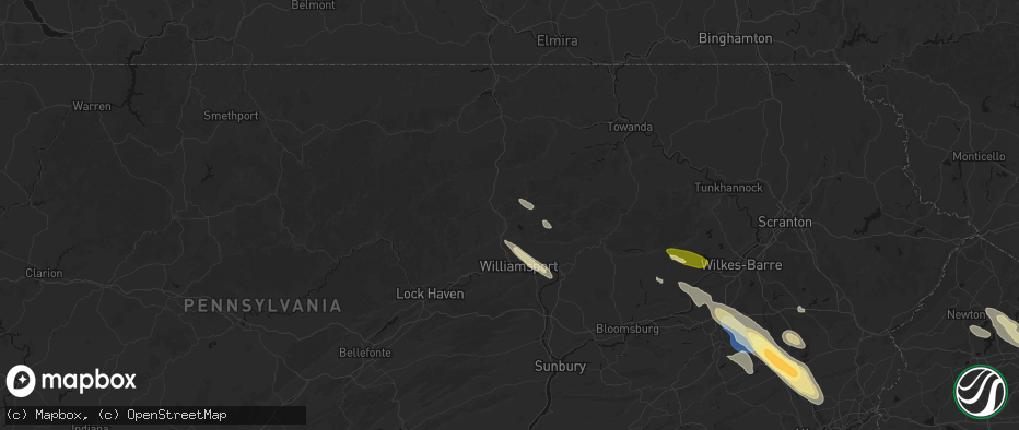Hail map in Trout Run, PA on July 15, 2026