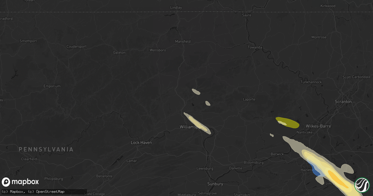 Hail map in Trout Run, PA on July 15, 2026