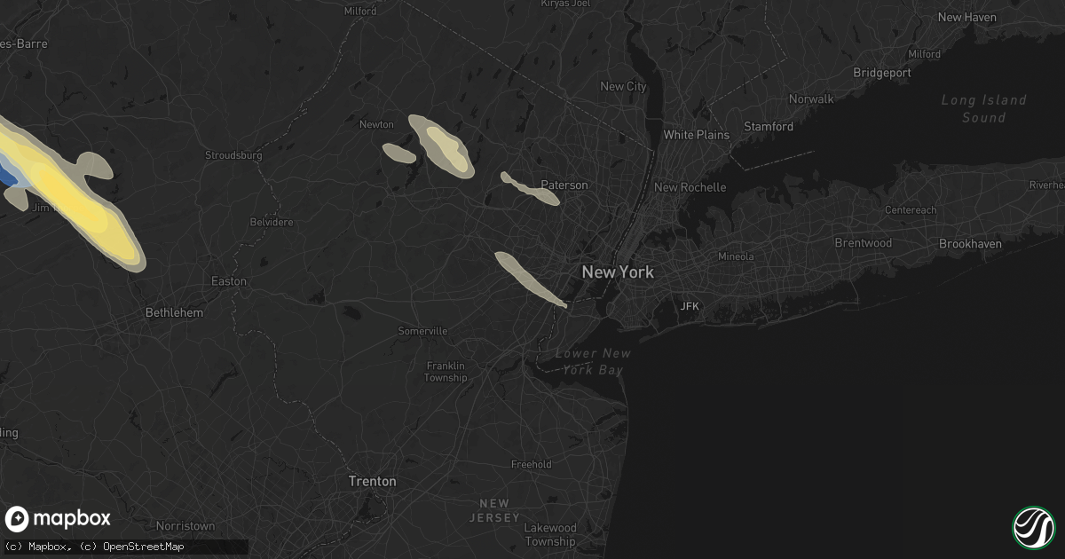 Hail map in Union, NJ on July 15, 2026