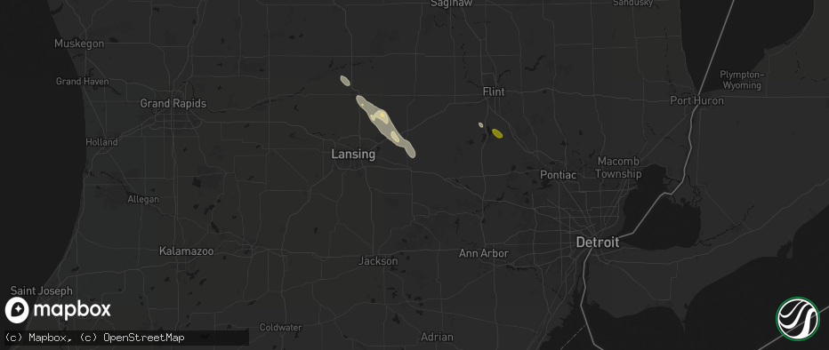 Hail map in Webberville, MI on July 15, 2026