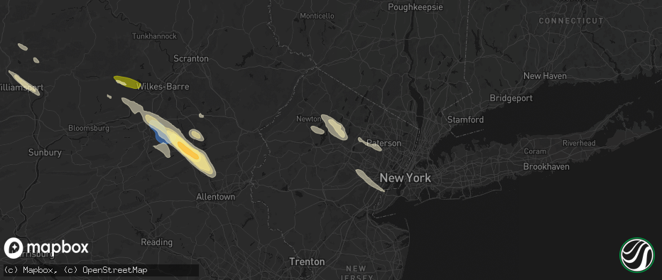 Hail map in Wharton, NJ on July 15, 2026