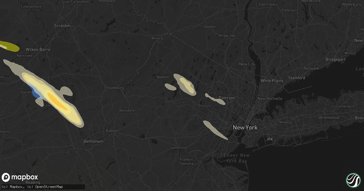Hail map in Wharton, NJ on July 15, 2026