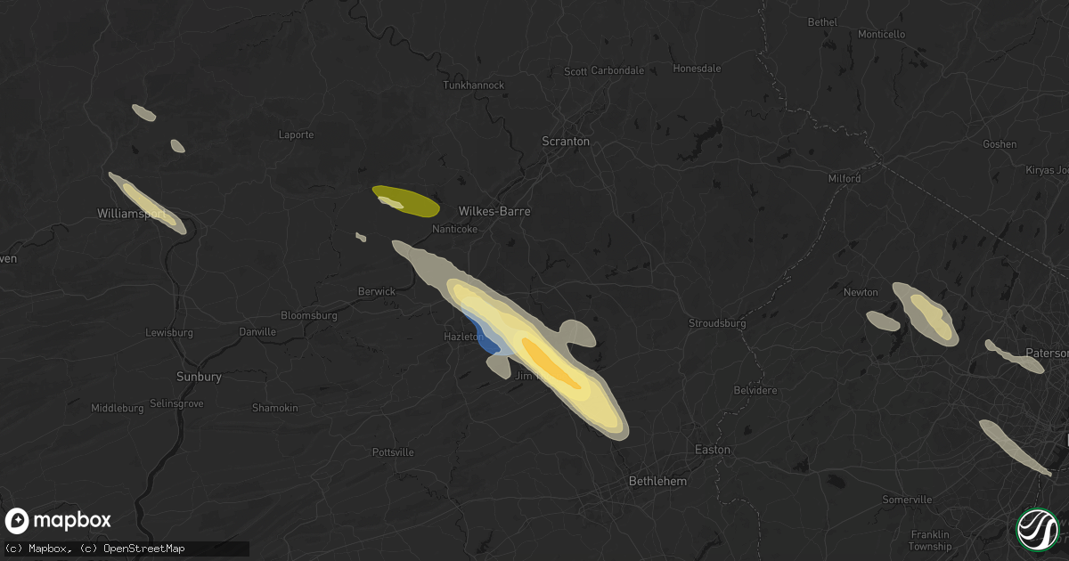 Hail map in White Haven, PA on July 15, 2026