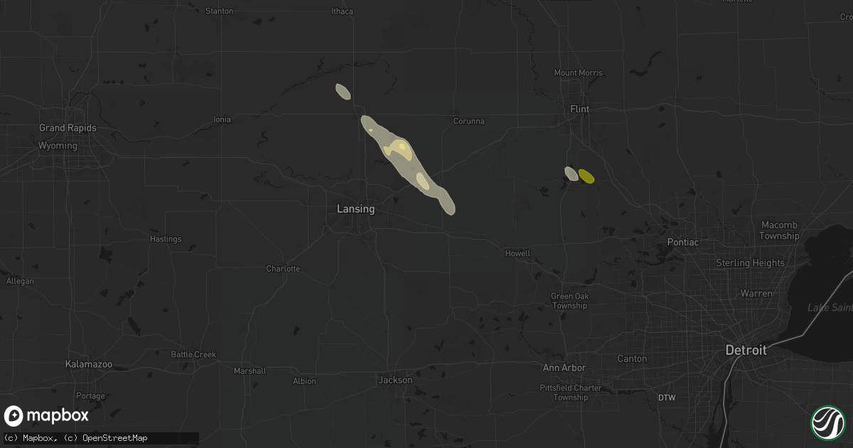 Hail map in Williamston, MI on July 15, 2026