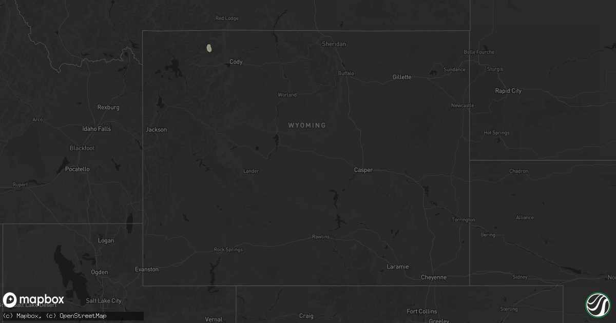 Hail map in Wyoming on July 15, 2026