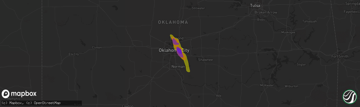 Hail map in Noble, OK on July 16, 2009