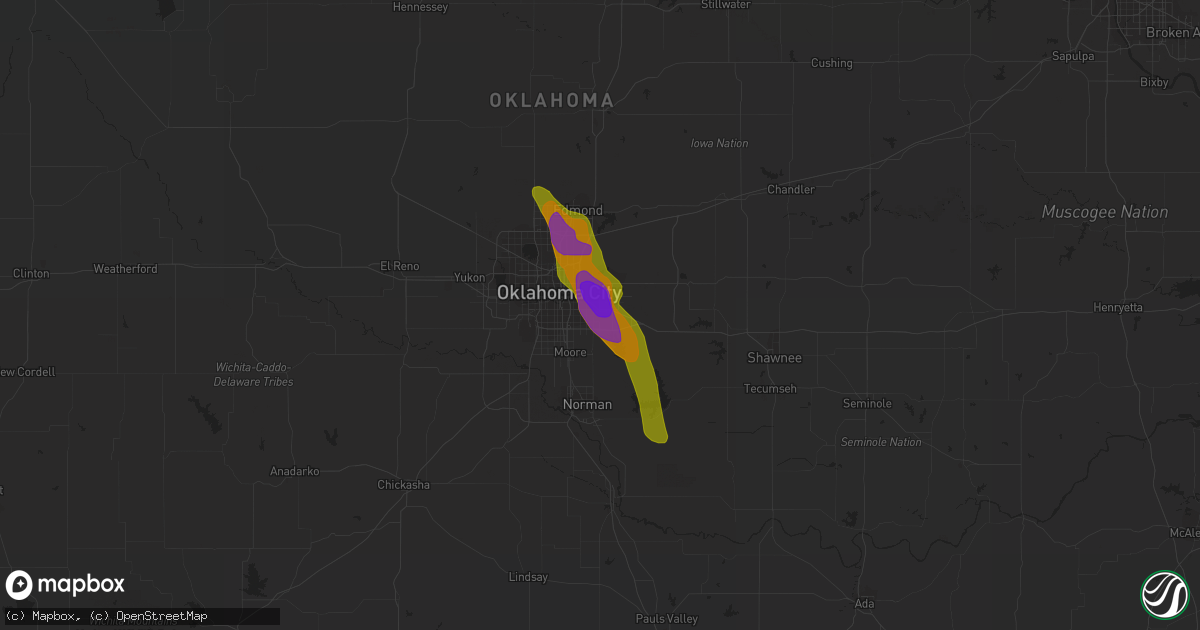 Hail map in Noble, OK on July 16, 2009