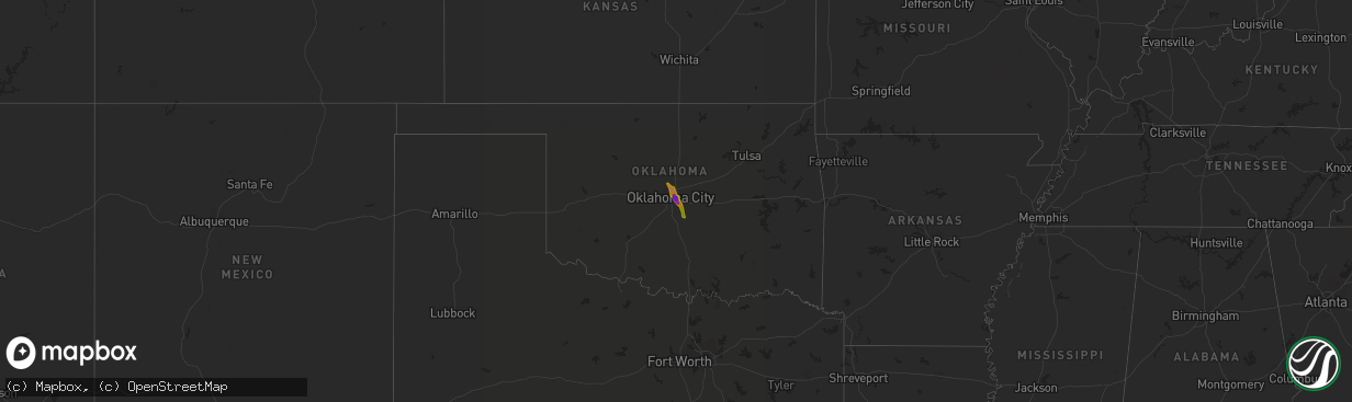 Hail map in Oklahoma on July 16, 2009