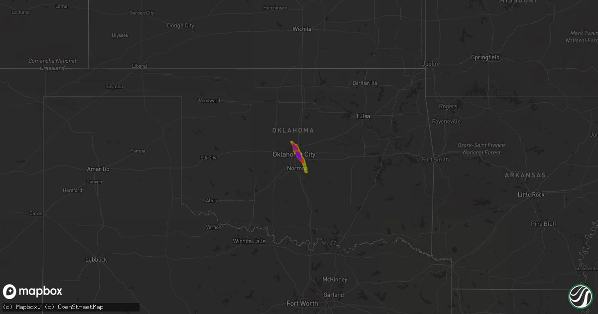 Hail map on July 16, 2009