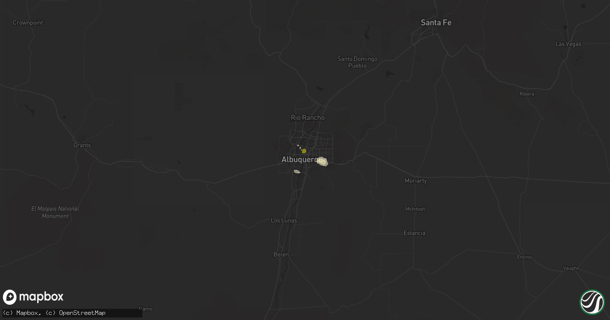 Hail map in Albuquerque, NM on July 16, 2014