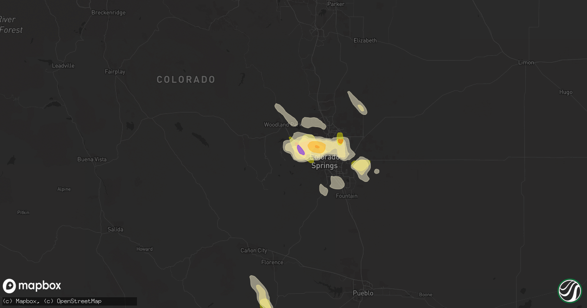 Hail map in Cascade, CO on July 16, 2014
