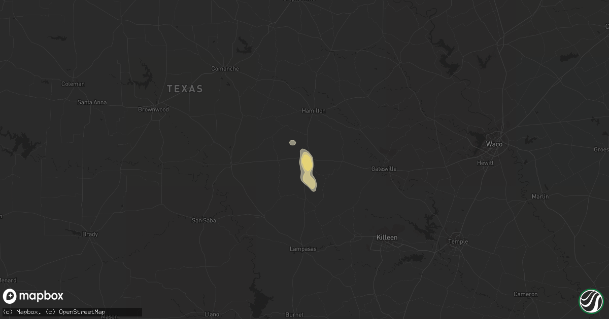 Hail map in Evant, TX on July 16, 2014