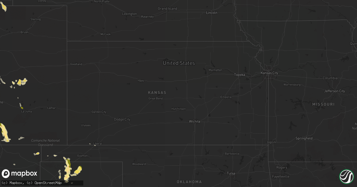 Hail map in Kansas on July 16, 2014