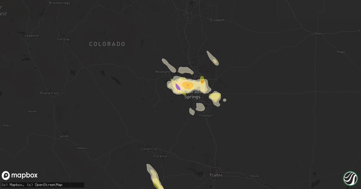 Hail map in Manitou Springs, CO on July 16, 2014