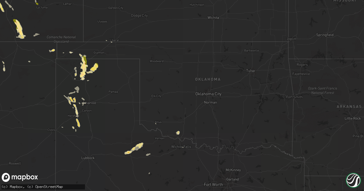 Hail map in Oklahoma on July 16, 2014